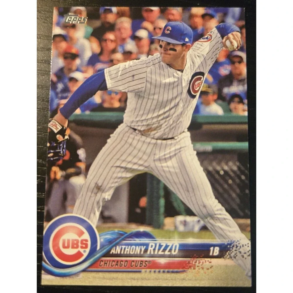 2018 Topps #50 Anthony Rizzo Chicago Cubs Baseball Card - Pinstripes